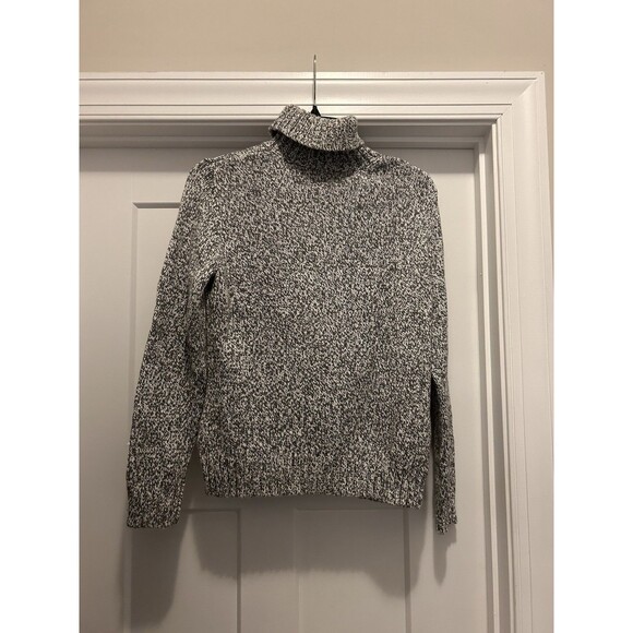 Women's Lands End Heather Gray Turtleneck Long Sleeve Sweater Size Medium Petite - Picture 3 of 5